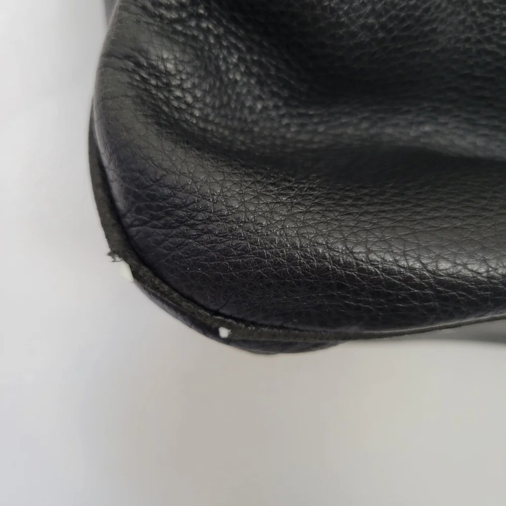 Michael Kors MK Black Pebbled Leather Shoulder Bag Purse Gold Designer Large